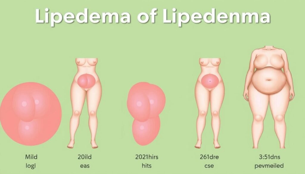 Estágios lipedema e áreas afetadas